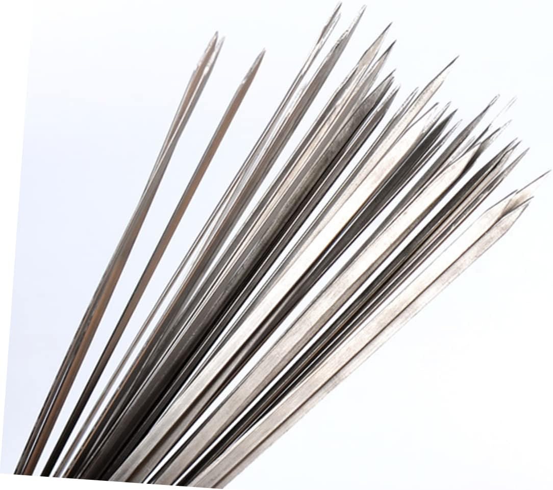 50pcs 45cm Wide Flat Skewers for Bbq Stainless Steel Reusable Kebob Skewers No Spinning Design for Even Cooking for Outdoor Party