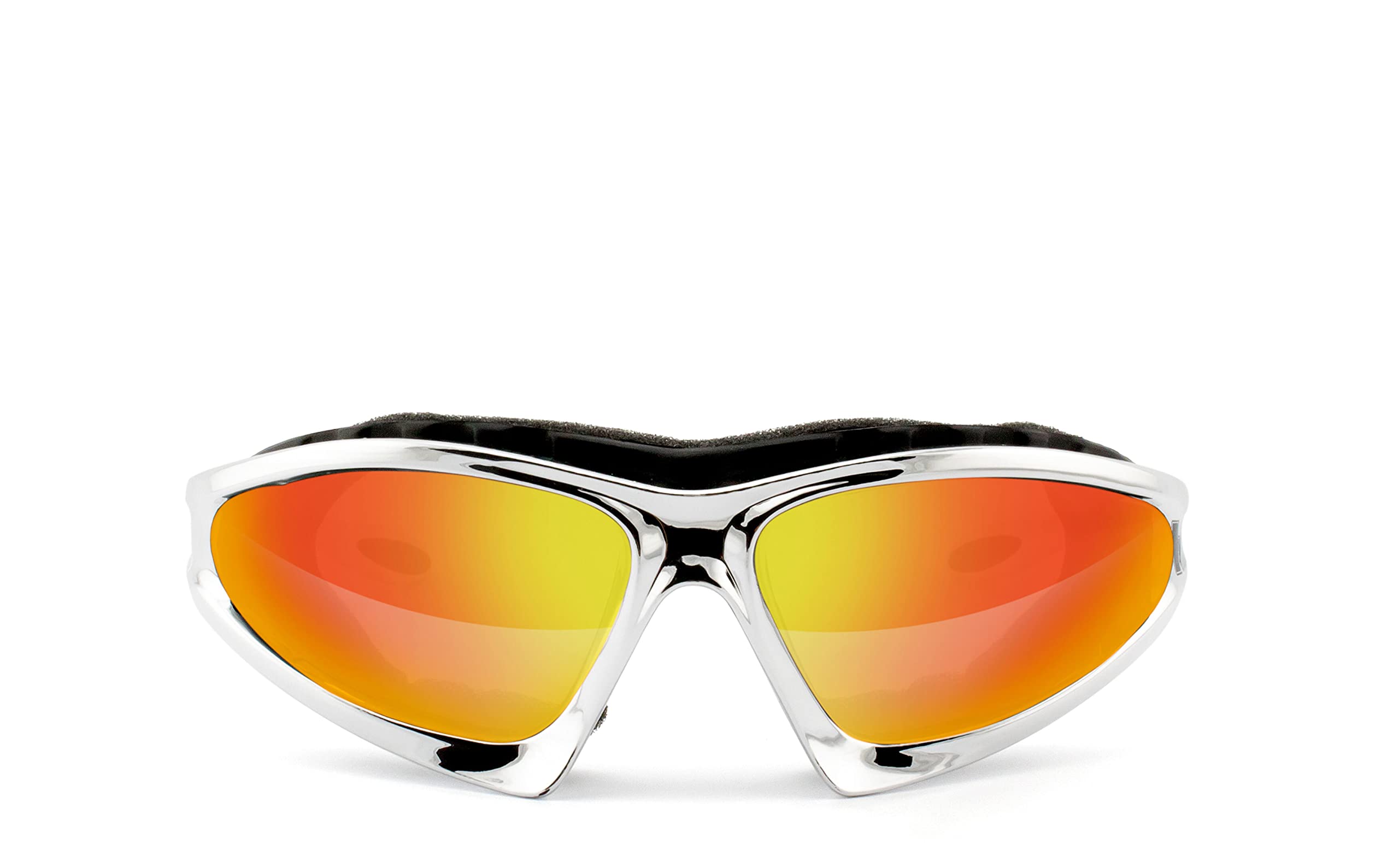 HSE SportEyes® | beschlagfrei, winddicht, HLT® Kunststoff-Sicherheitsglas nach DIN EN 166 | Sportbrille, Radbrille, Sonnenbrille | Brille: 2050 (rot verspiegelt - Chrom)