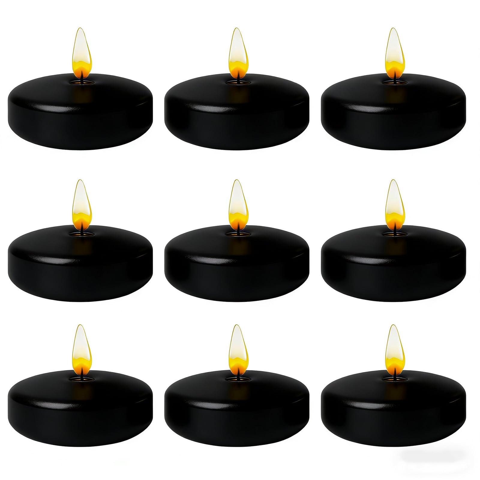 Cacou 12 Pack Black Floating Candles - Candle Set - 7Cm W X 3Cm H - Long Burning Time - Burning Time 8-10 Hours
