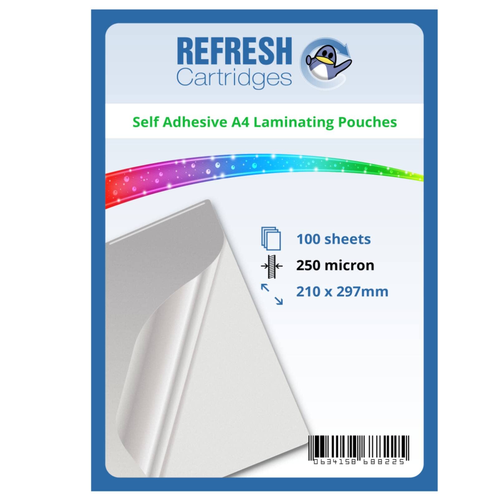 Refresh Cartridges Matte Laminating Pouches A4 250 Micron Pack of 100 Sheets
