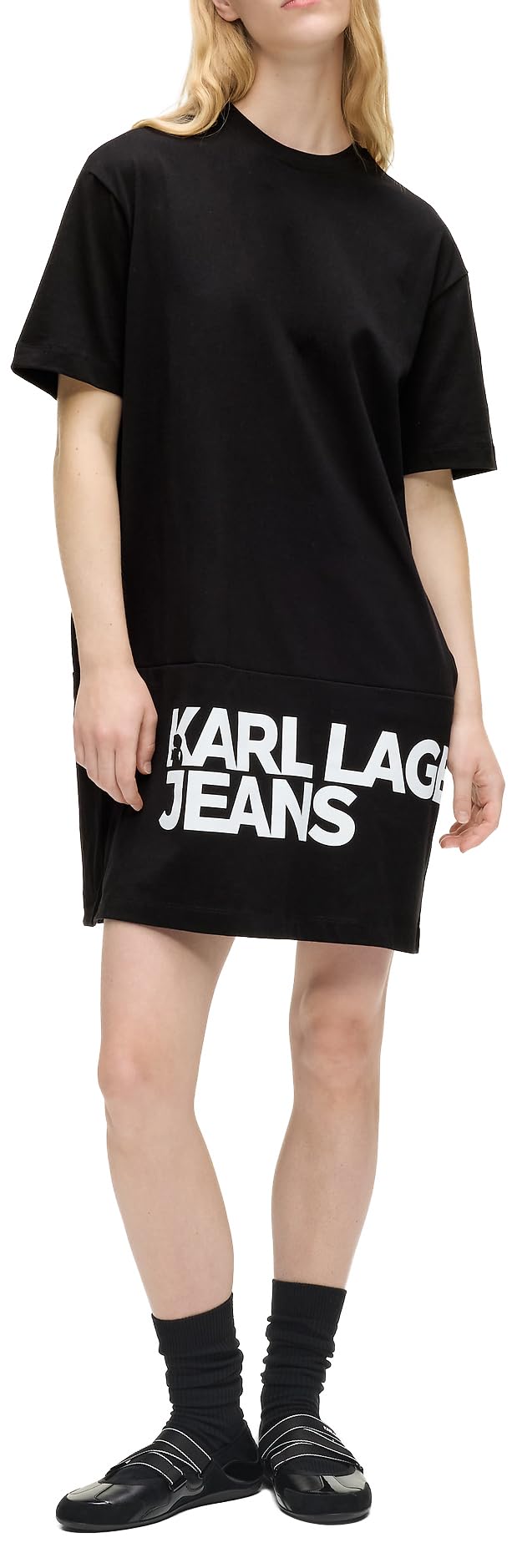Karl Lagerfeld Jeans Women Logo T-Shirt Dress Black L