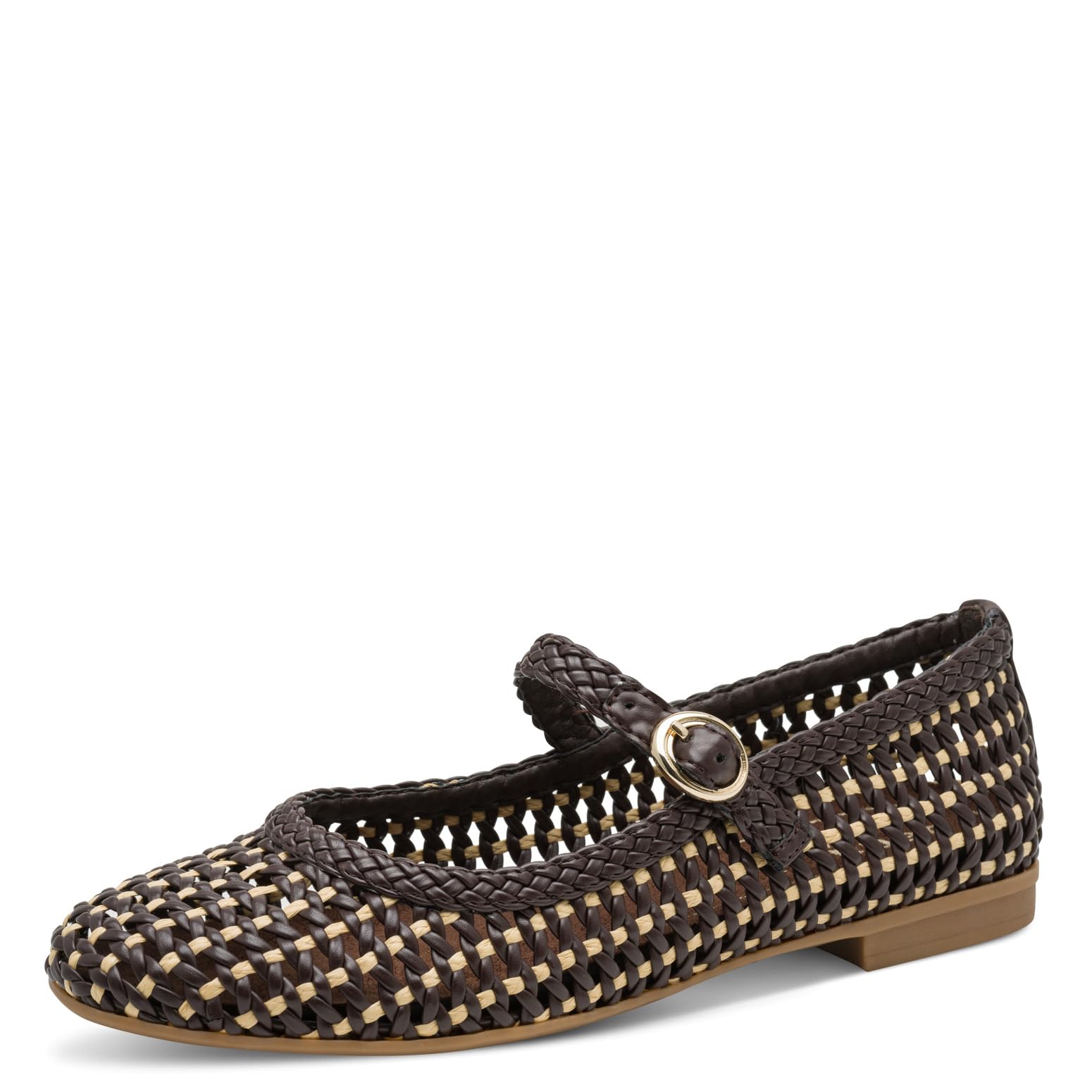 Jana Women's Ballerina Strap Vegan Ballet Flats, Mocha/Nature, 38 EU