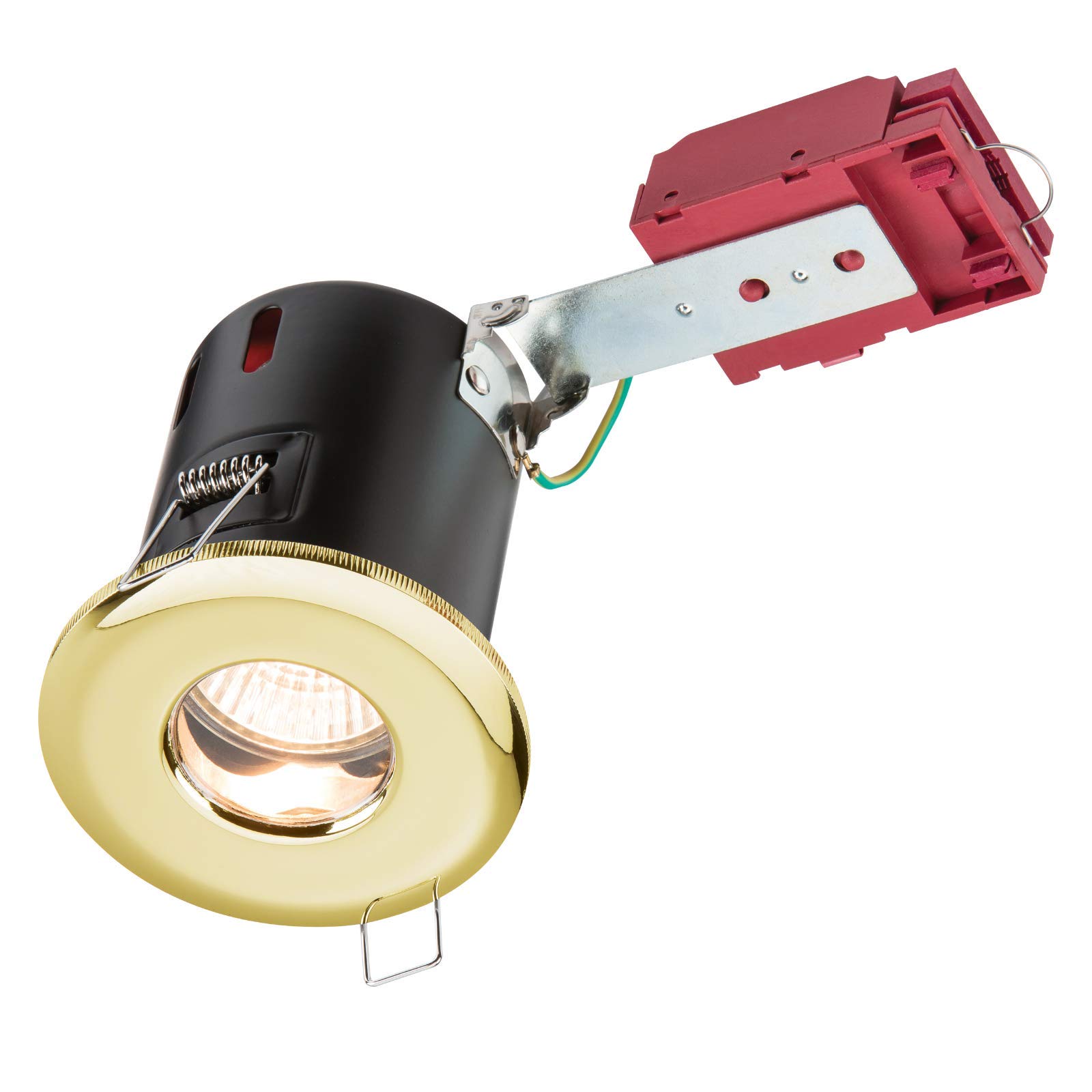 2x Knightsbridge IP65 230V GU10 IC Fire Rated Shower Light-Brass