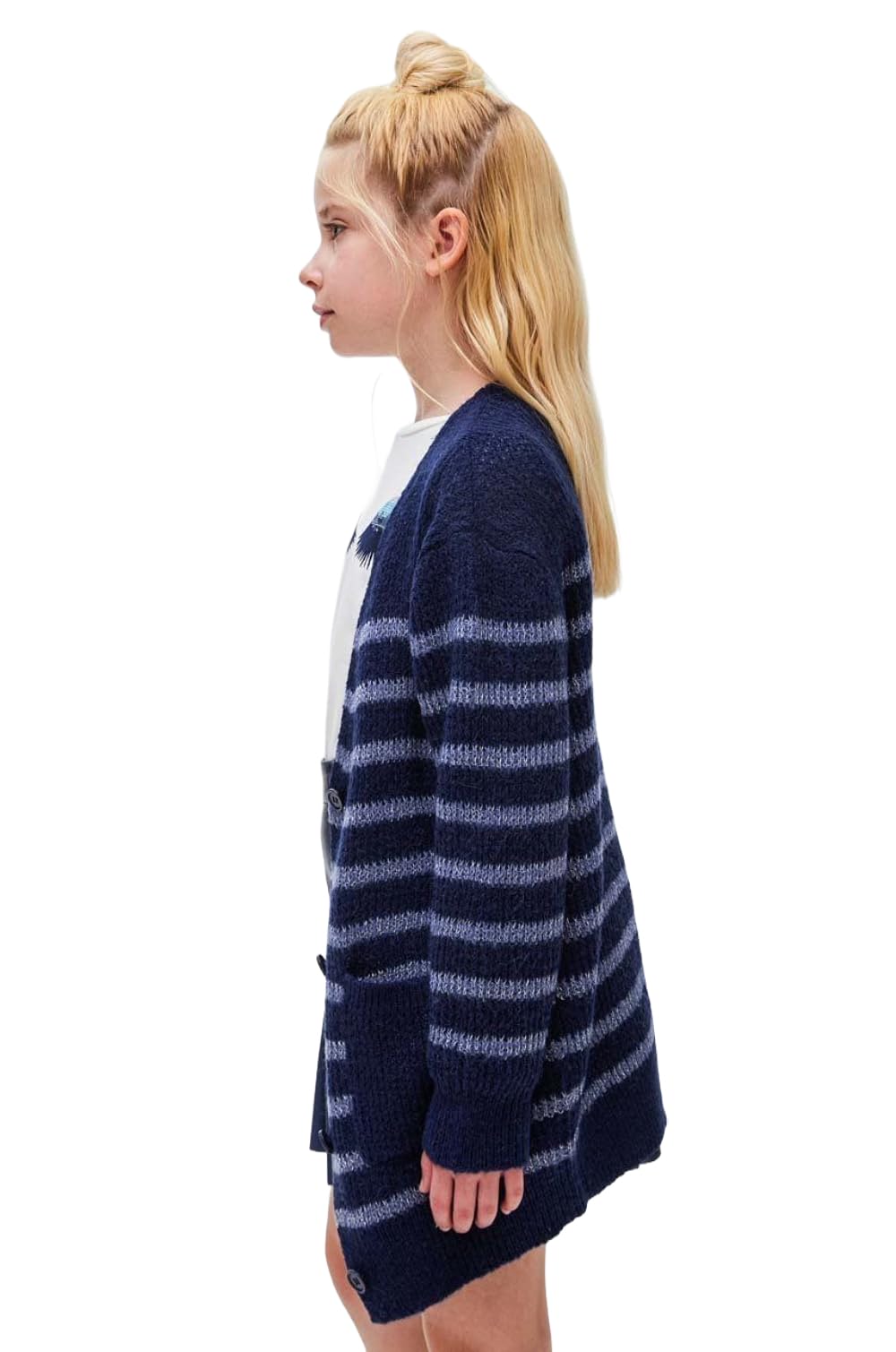 Chaqueta de punto para niña - longitud media, suéter ligero elegante y casual, manga larga, ropa de abrigo para niña para primavera, otoño e invierno, 7313
