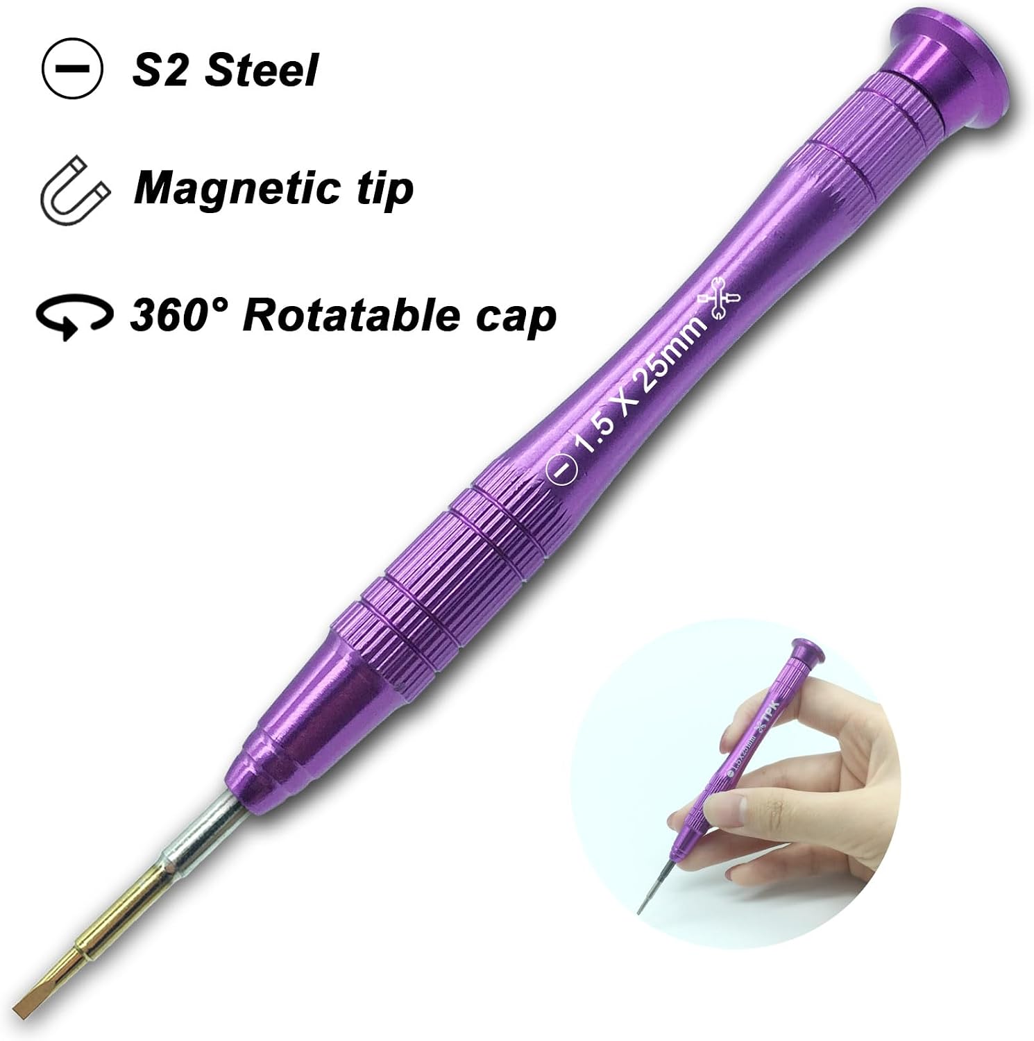 FlatHead 1.5 mm Slotted Screwdriver Flat Blade Magnetic Tip Rotating Cap image 2