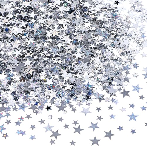 3000 Pcs Glitter Star Confetti with Diamond, 30g 6mm Metallic Foil Sprinkles Table Glitter Confetti, Twinkle Sequins Scatter Star Confettis for Birthday Party Halloween Decoration