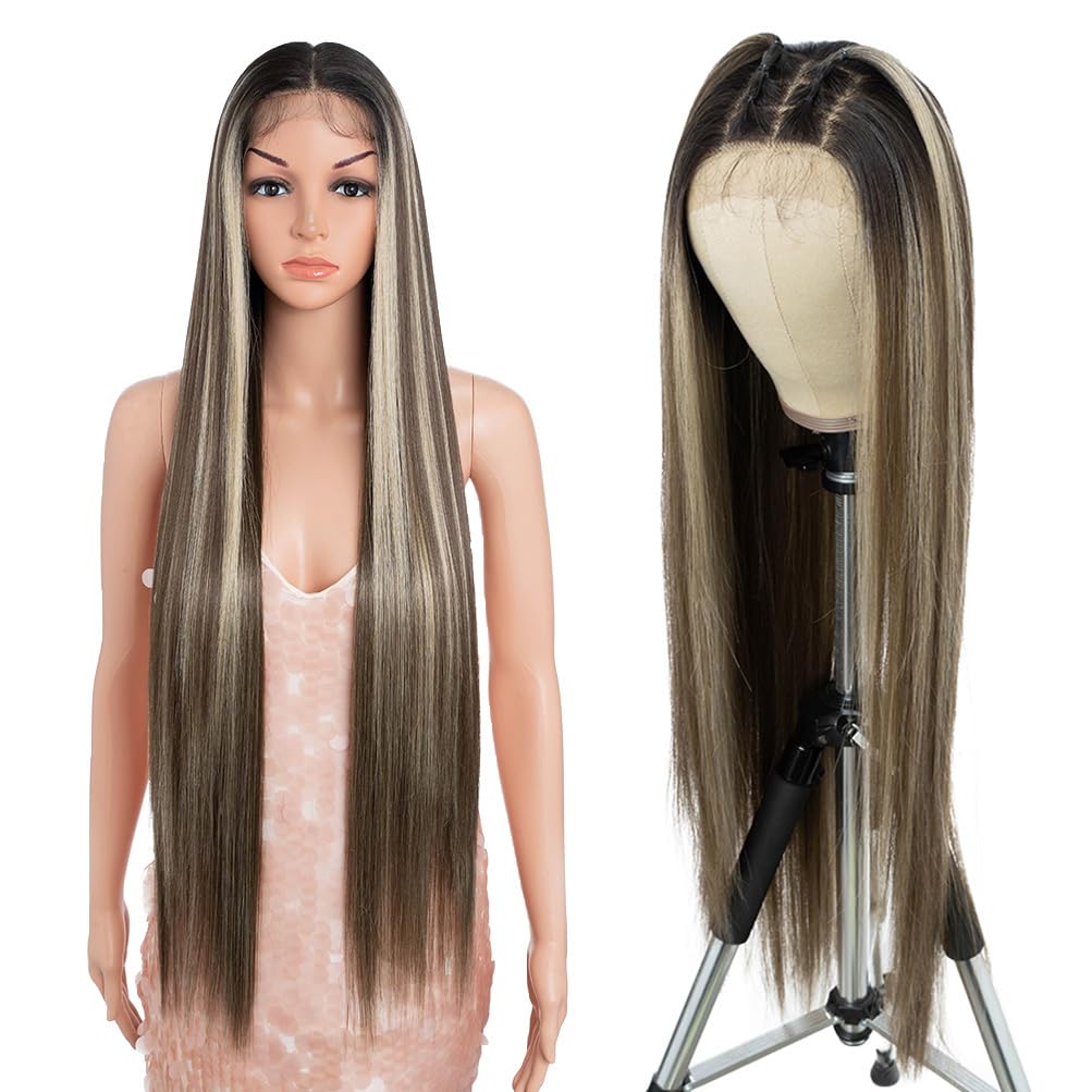 Style Icon 36” Super Long 13x4 Lace Wig Easy-360 Lace Frontal Wigs Free Part Lace Front Wigs with Baby Hair (36“, NTSN4/UN8/12R)