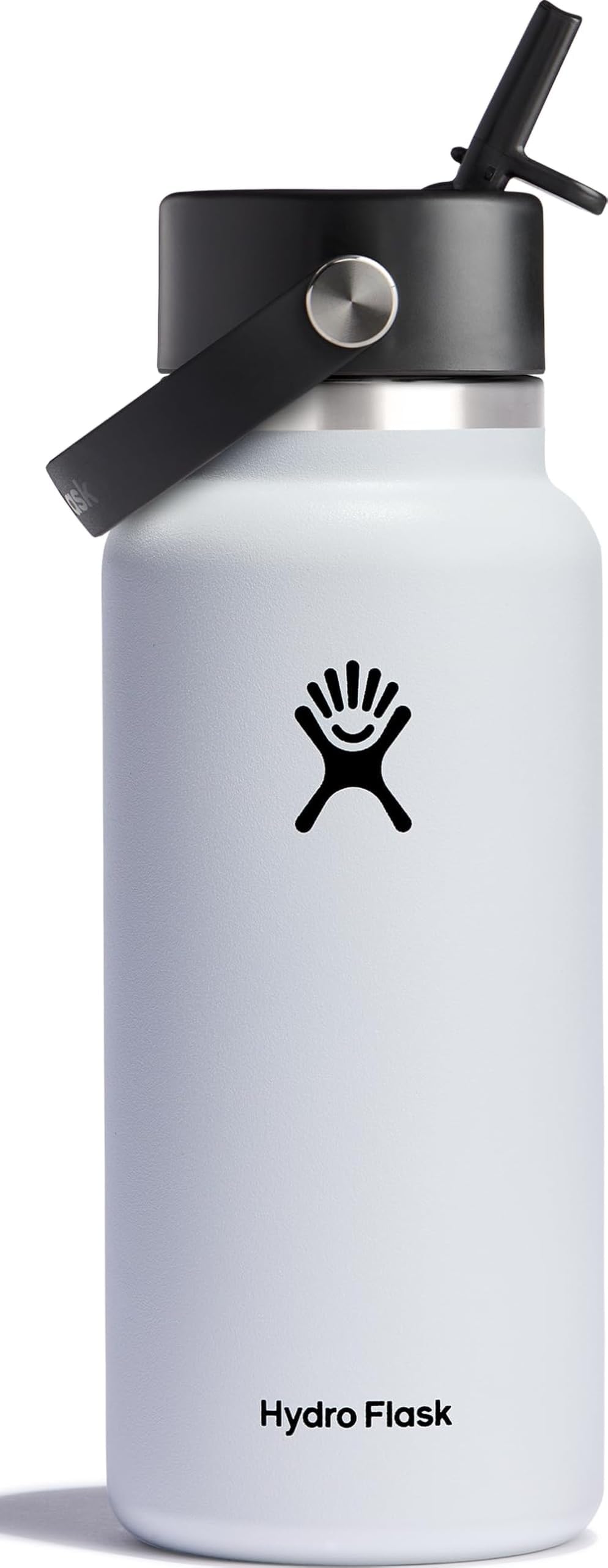 Hydro Flask 32 oz Wide Mouth with Flex Straw Cap Stainless Steel Reusable Water Bottle White - Vacuum Insulated, Dishwasher Safe, BPA-Free, Non-Toxic
