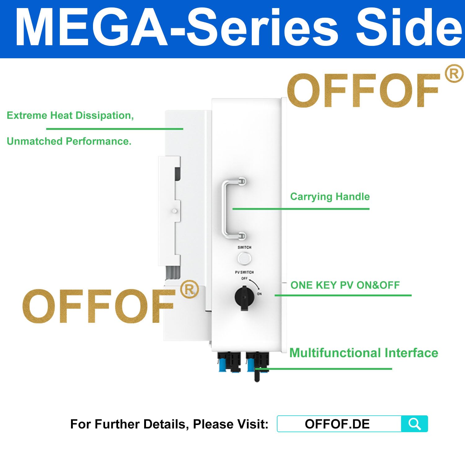 OFFOF MEGA 6 kVA 6000 W inversor solar híbrido On&Off-Grid Sistema MPPT 18 A 48 VDC 520 V PV onda sinusoidal pura 230 VAC con funciones WiFi, BMS, Solar Gen, CT