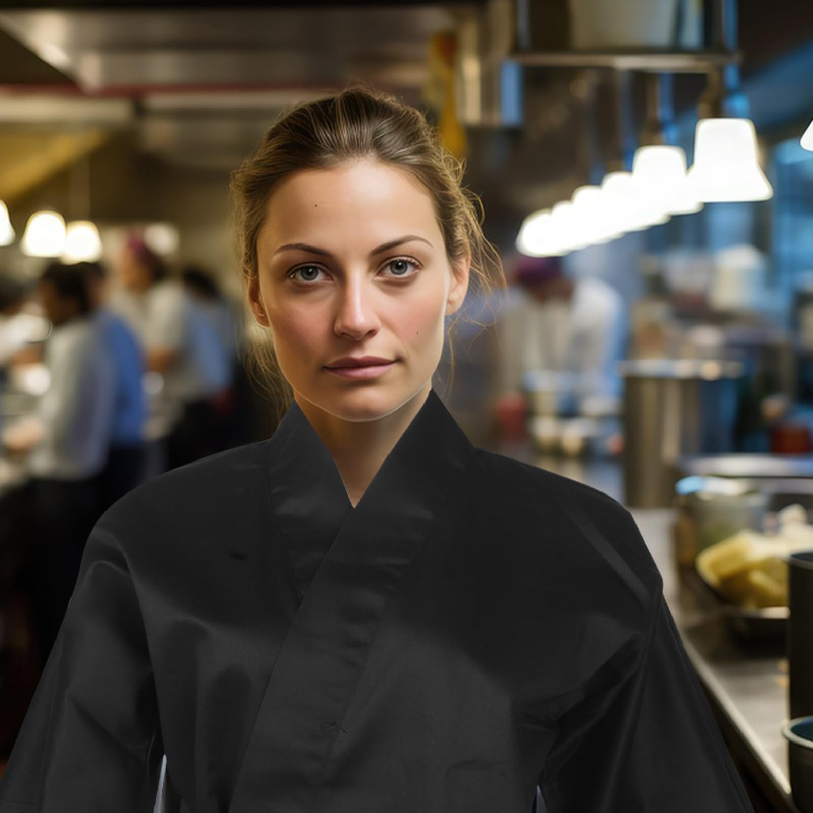 Healvian Ropa de Trabajo de Chef Japonesa Chaqueta Estilo Kimono Tradicional para Restaurantes de Sushi de Tela Japonesa