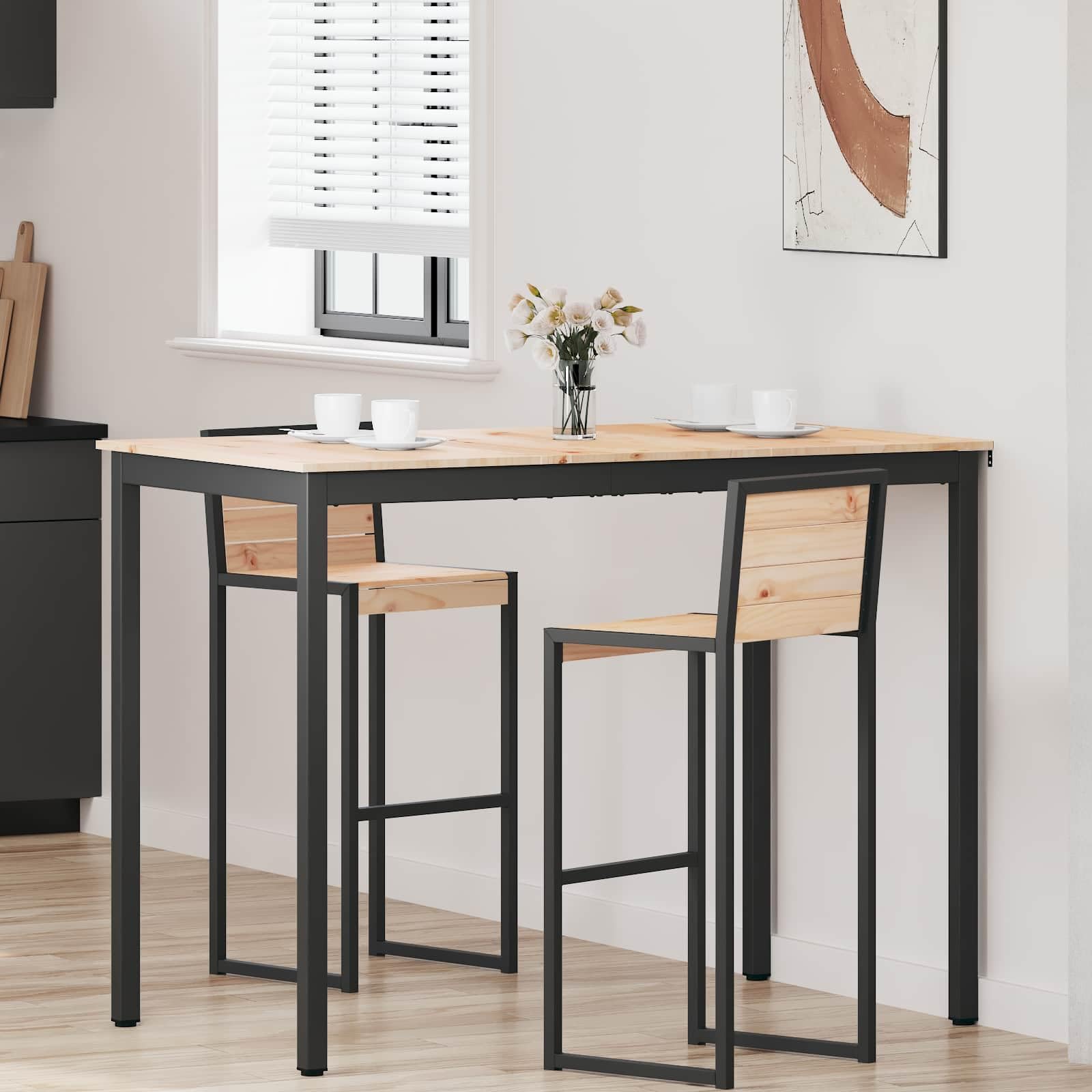 Table de bar bois naturel pour des repas confortables dans le salon