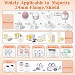 Inserts à brides 13/15/17/19/21mm*2 10PCS,24mm Boucliers / brides de pompe à sein compatibles avec Momcozy S9/S9pro/S10/S12/S12pro/Spectra/Medela/Willow/TSRETE,Réduire 24mm Tunnel jusqu'à la taille correcte