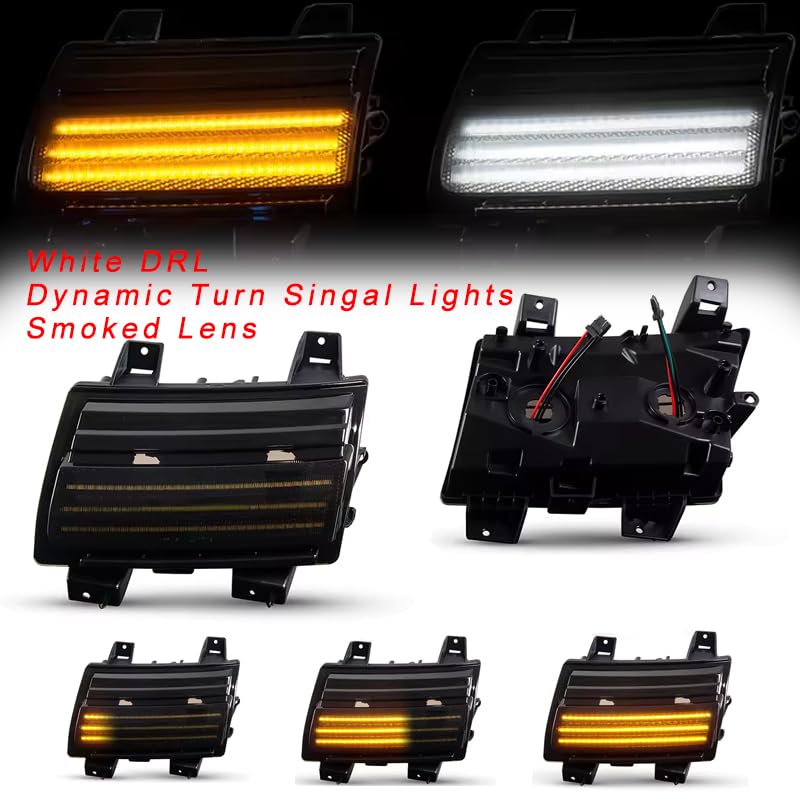 2 szt. Przedni zderzak dynamiczny boczny znacznik kierunkowskazów DRL lampa do jazdy dziennej akcesoria samochodowe Jeep Wrangler JL 2018-2021(Front Bumper Smoked)