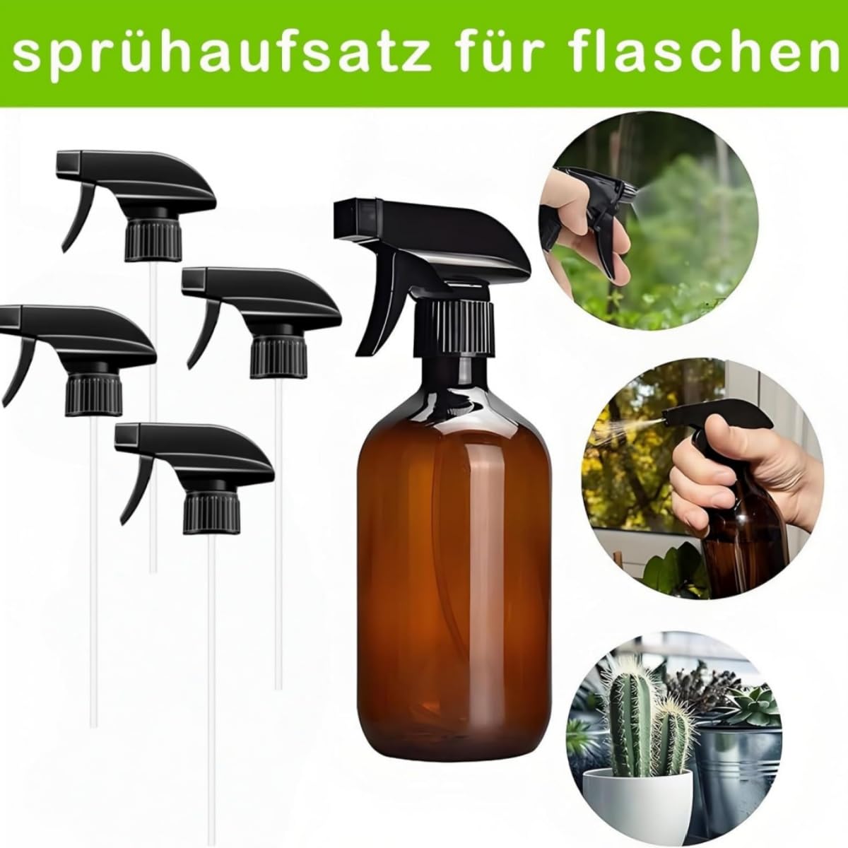Têtes de Pulvérisation de Rechange Universelles,4 Pièces Buses pour Pulvérisateur à Gâchette,Pulvérisation Antibactérienne,Adaptables aux Bouteilles Usage Jardin,Nettoyage,Cuisine