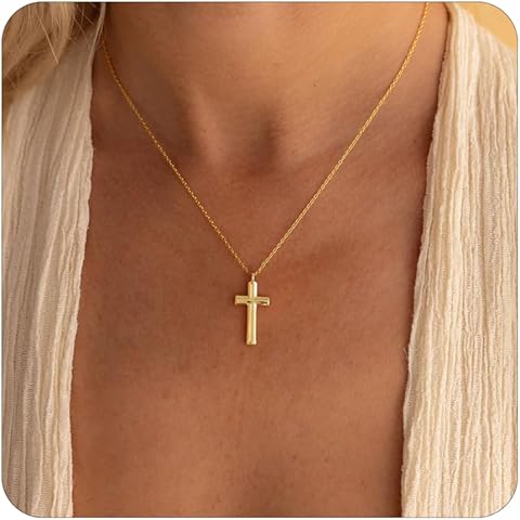 Cross Necklace for Women Trendy,14K Gold-Plated Dainty Gold Cross Pendant Necklace ...