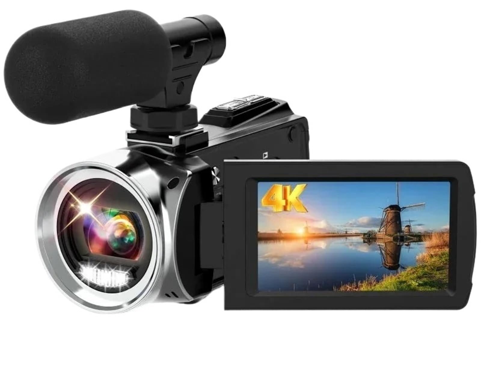 Amazon | マイク付き4Kビデオカメラ、18Xズーム赤外線Vloggingビデオ