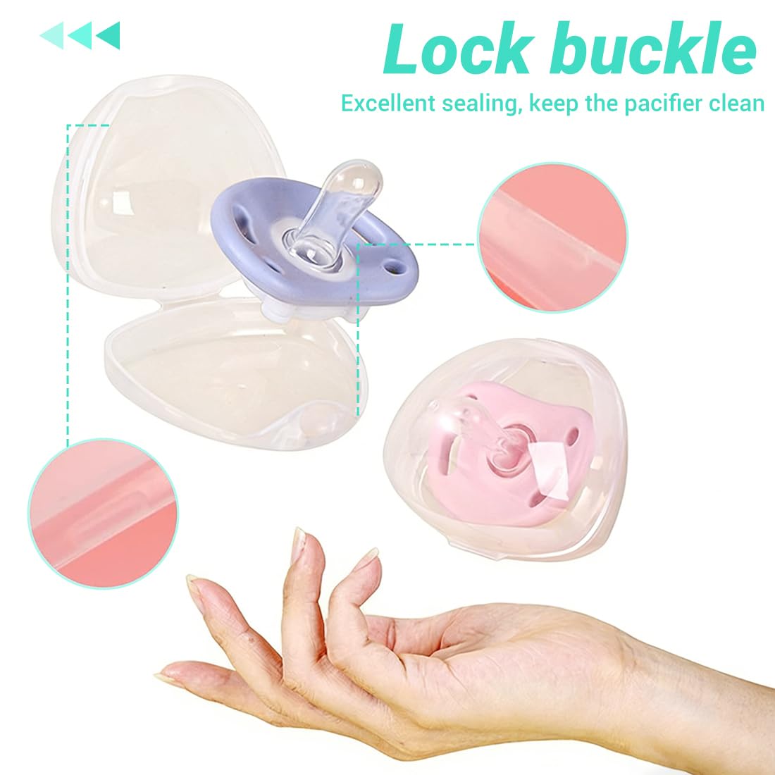 Boîte à Tétine Transparente Imperméable 5 Pièces Portable Rangement Bébé