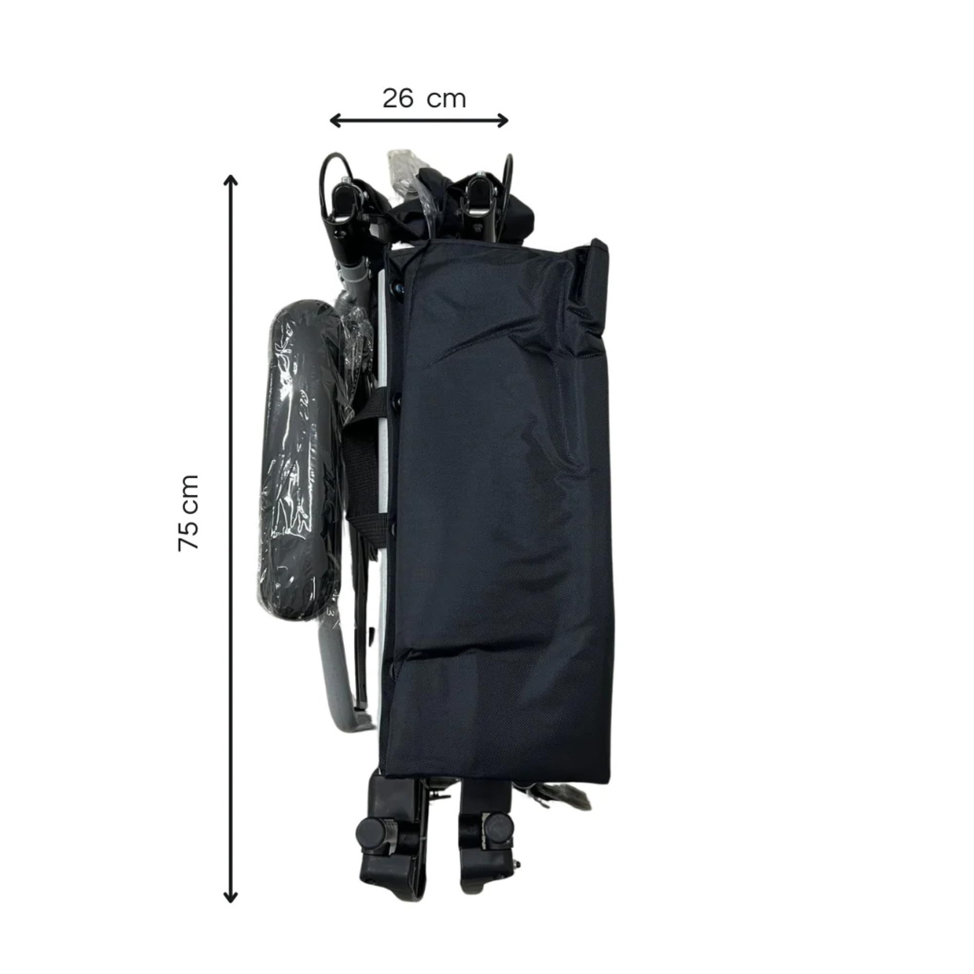 Sedia a Rotelle da Transito, Dimensioni Ridotte, Pieghevole, Alluminio, Leggera, Seduta 46 cm, Peso 12 KG, Per Interni e Spazi stretti