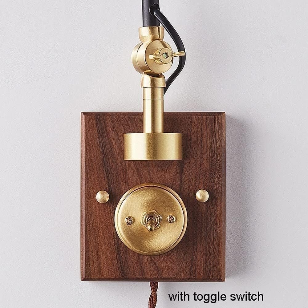 Lampada da Parete Industriale in Noce - Applique Girevole Regolabile con Interruttore a bilanciere per Camera da Letto e Arredamento in Stile Rustico