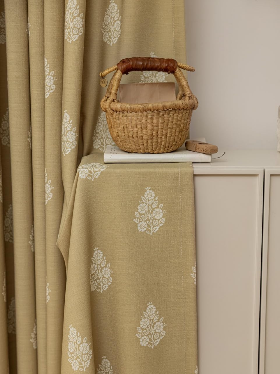 Linen Blend Pinch Pleated Curtains for Living Room, Bedroom, Dining Room - Light Filtering Curtains 2 Panels Set - Luxury and Modern Floral Printed Design - Brown Rose, 30" W x 84" L