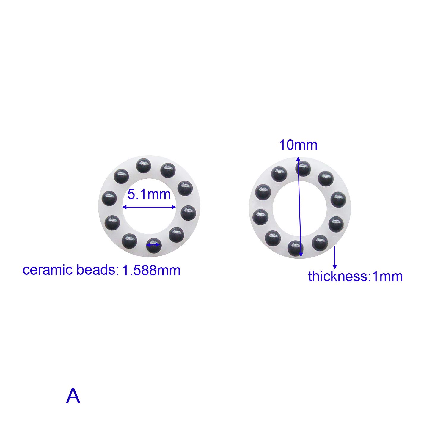 Cojinete de Bolas de cerámica Cuchillo de Bolsillo Plegable de Nylon Blanco con arandela, Junta reten Beads, Outdoor Camping Caza EDC Cuchillos Supervivencia Teniendo - Pack 2 Piezas
