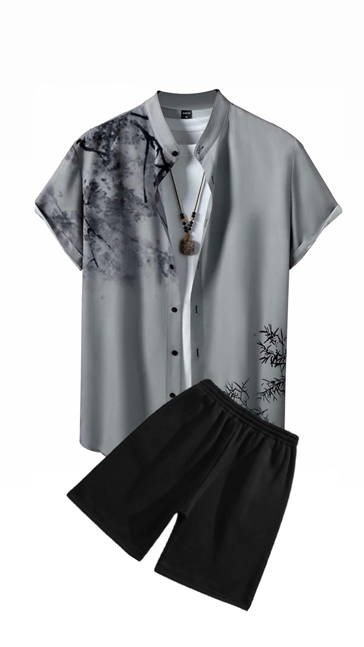 Men's Casual Pajama Sets and nightsuits (X-Large, GREYTREE Shorts)-image-6