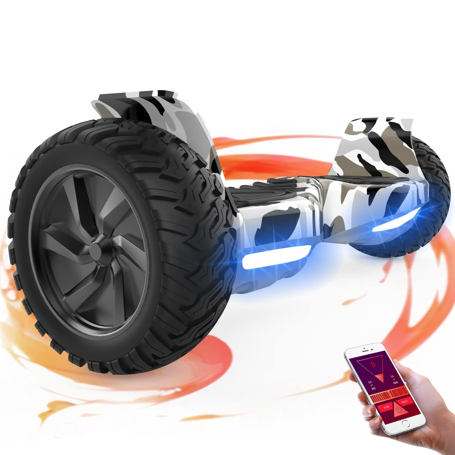 Hoverboards,8.5 inch all terrain Hoverboards, Electric Self Balancing Scooter With Powerful Motor LED Lights,APP,Bluetooth speaker, Gift for Children