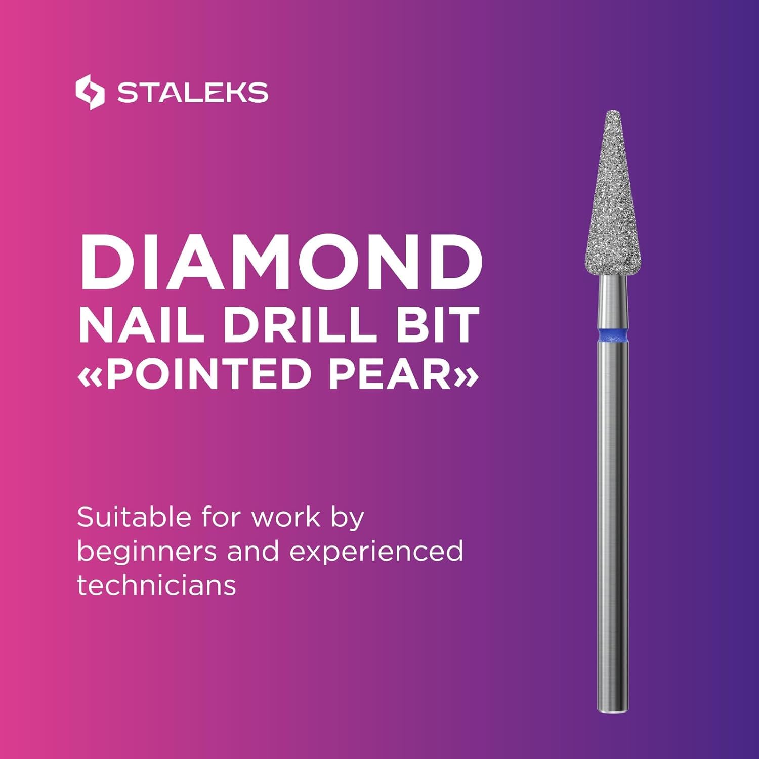STALEKS PRO Expert Diamond Nail Drill Bit (Sharp Pear, Blue) β Medium Abrasiveness for Cuticle, Sidewall, Epidermis Cleansing & Versatile Hardware Manicure/Pedicure 2