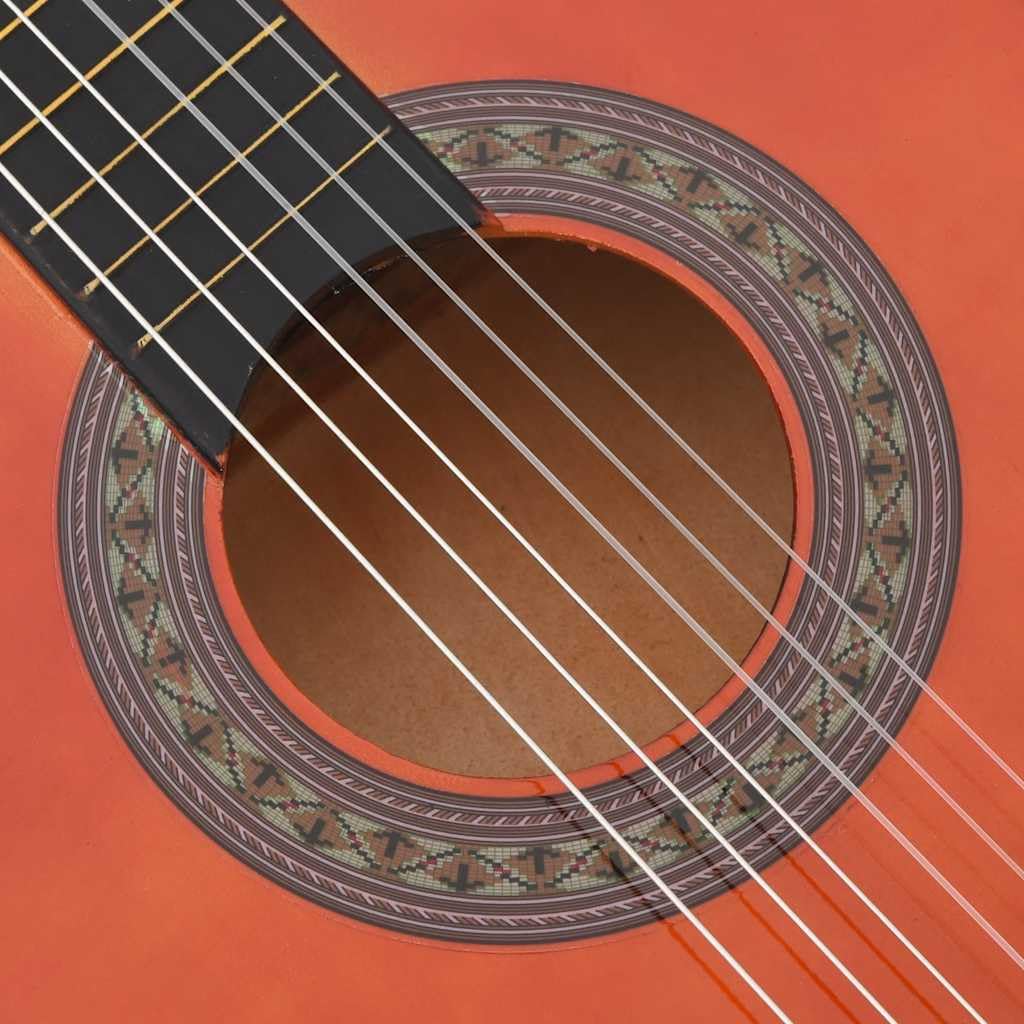 8-TLG. Klassikgitarre Set 3/4 36 Zoll Lindenholz Natur mit Tasche Gurt Plektren Stimmpfeife Saiten für Anfänger Schule Bühne Üben Spielen Auftritt