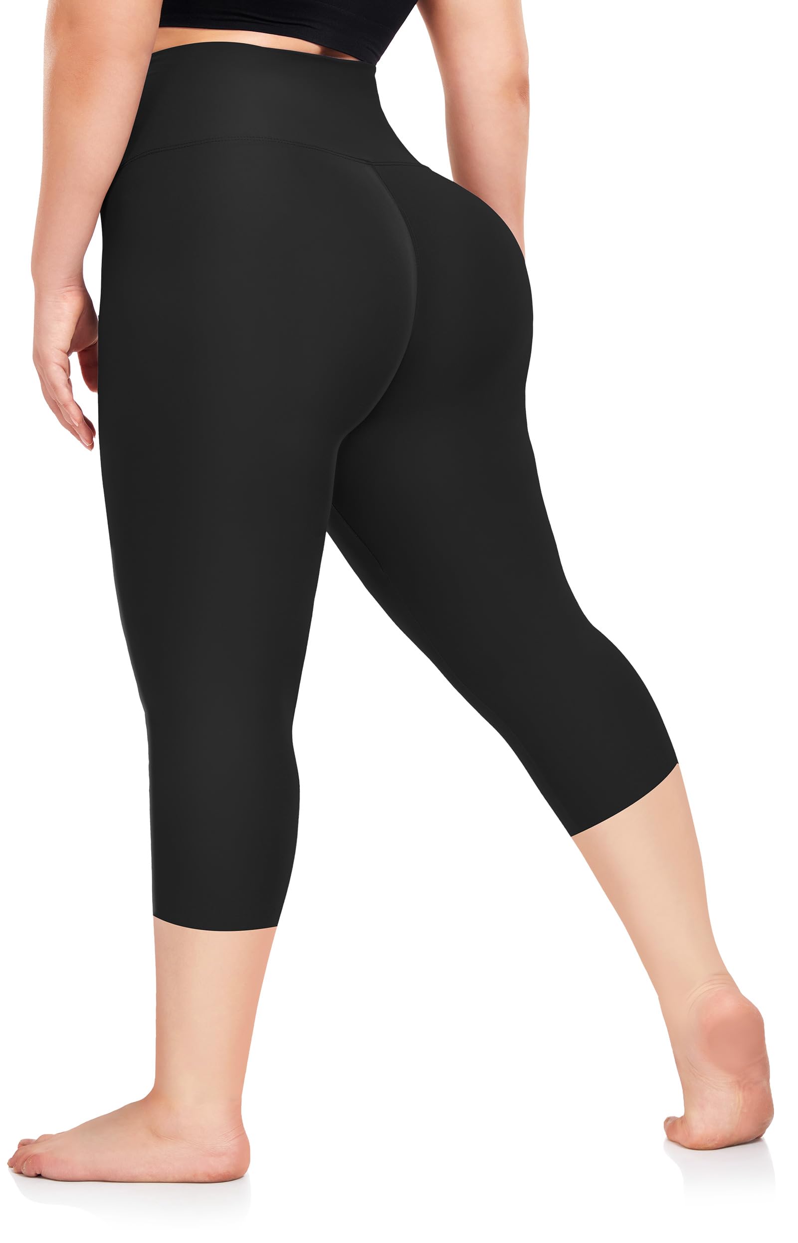 Plus Size Capri Leggings for Women- XL-4XL High Waist Tummy Control Stretchy Workout Yoga Pants Plus Capris