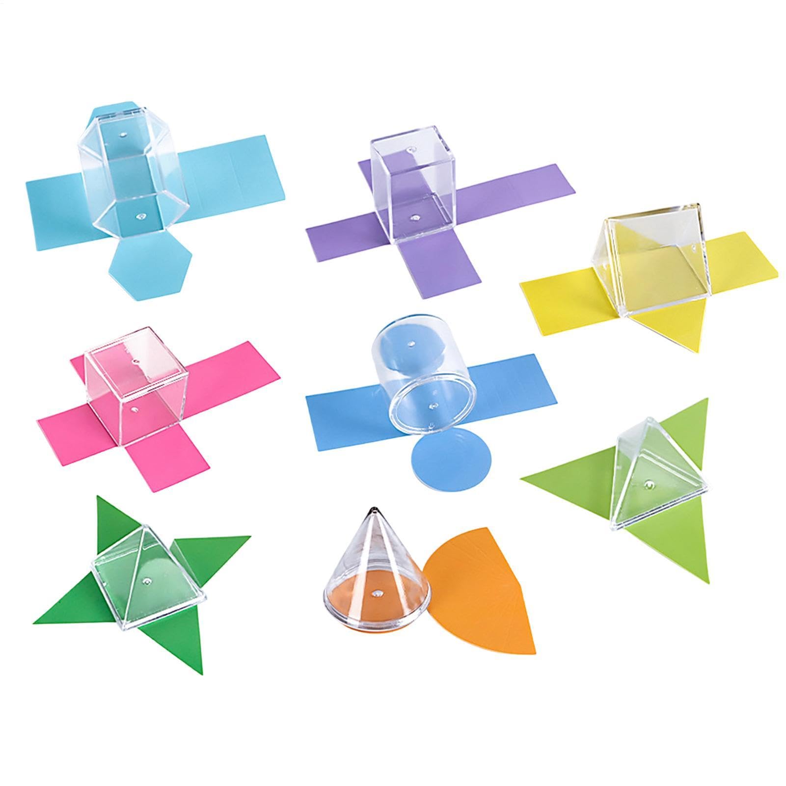 Zestaw kształtów geometrycznych 3D, matematyka manipulacyjna , 8-częściowy zestaw narzędzi do nauczania ręcznego, edukacji w przedszkolu, szkole, w domu, wczesnej nauce, wizualnej pomocy
