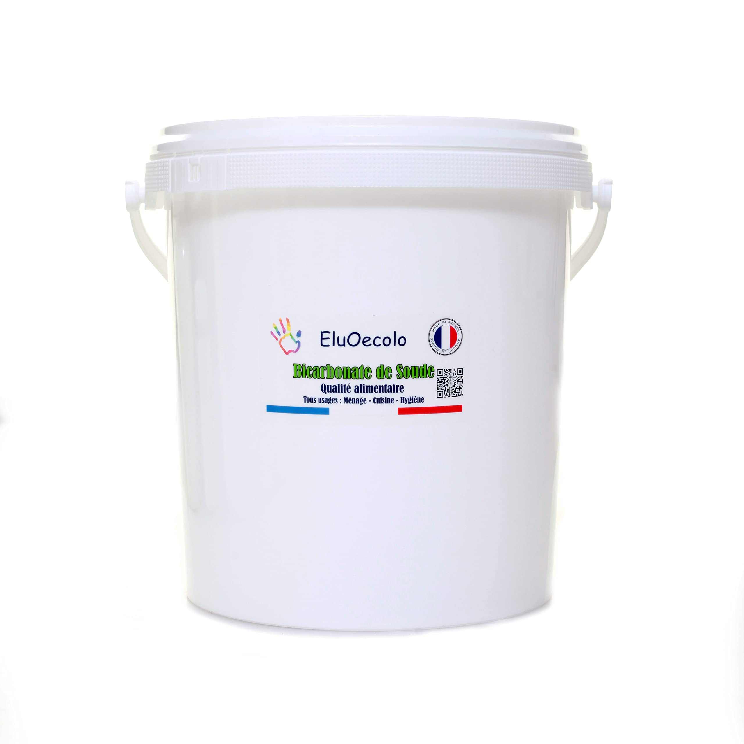 Made in France - Bicarbonate de Soude 6kg EluOecolo - Qualité alimentaire - Tous usages - Maison/Hygiène/Cuisine - Doseur à l'intérieur - Condtionné dans un CAT local
