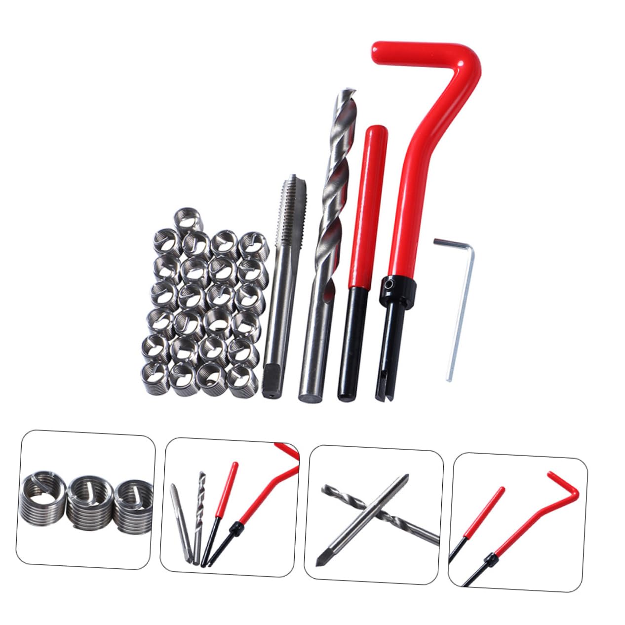 SOLUSTRE 30pc Professional Thread Repair Kit Steel Rethreading Tool Set Easy to Use for Automotive Repair