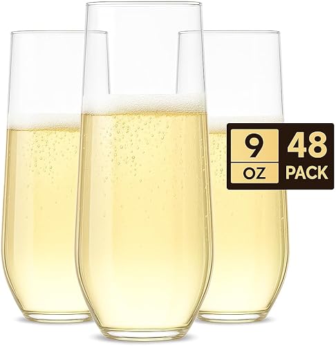 Miniatura 2 de Juego de 48 copas de vino de plástico transparente sin tallo, irrompibles, 48 unidades