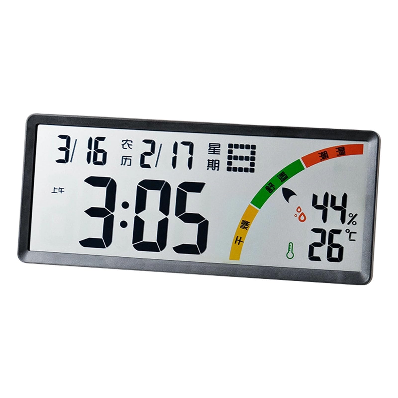Hsioluted Digital Desk Clock and Wall Clock with Large Screen, Temperature, Humidity, Date Battery Operated Digital Wall Battery Operated Desk with Temperature