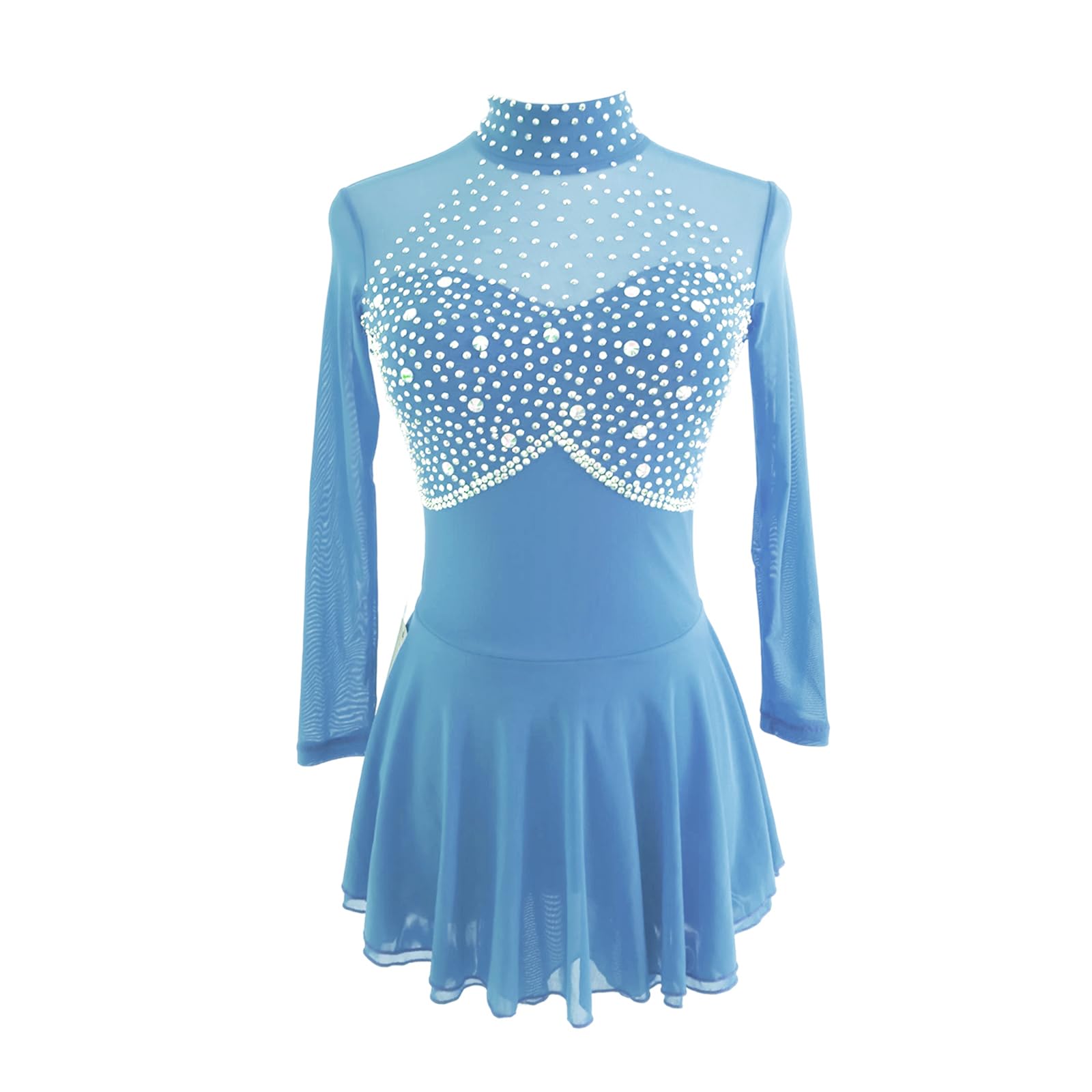 LIUHUO Ice Figure Skating Dress Girls Women Elegant Quality Crystals Competition Ice Dance Skirt Competition Sky Blue