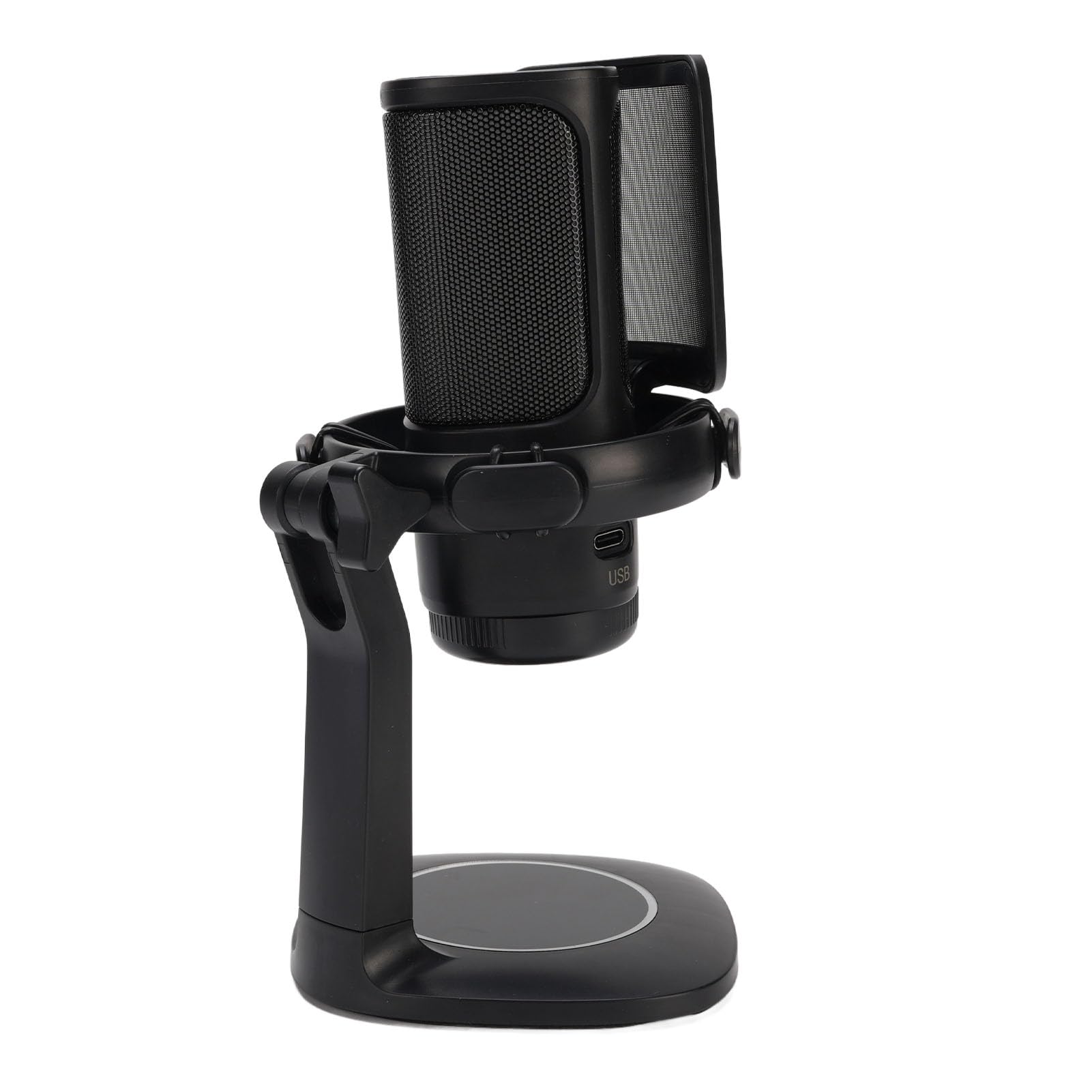 Microfono USB da gioco Microfono a condensatore RGB cardioide da tavolo con filtro anti-pop Streaming Podcasting Connessione di tipo C Configurazione studio di registrazione per