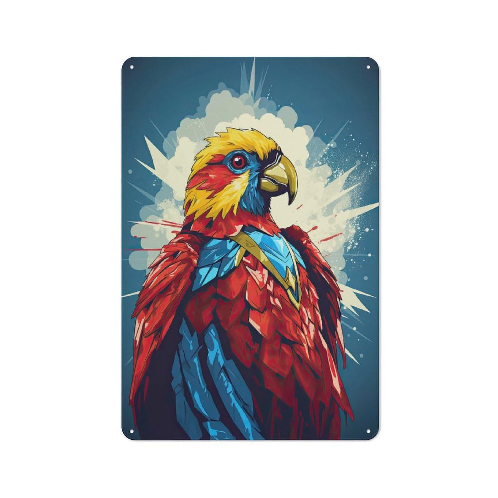 Junmoney Parrot Superhero Retro Metal Sign 30X20cm Featuring For Hallway Wall, For Kitchen, Dining Room And Home Bar Wall Decor