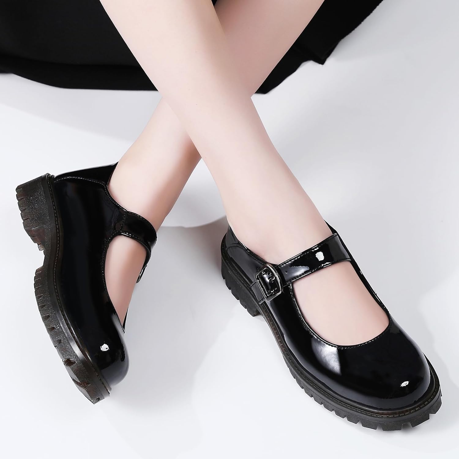 Mary Jane Shoes Women Flats Black Non Slip Platform Mary Janes for Womens Cute Ladies School Work Casual Maryjane Shoes Womens - Image 9
