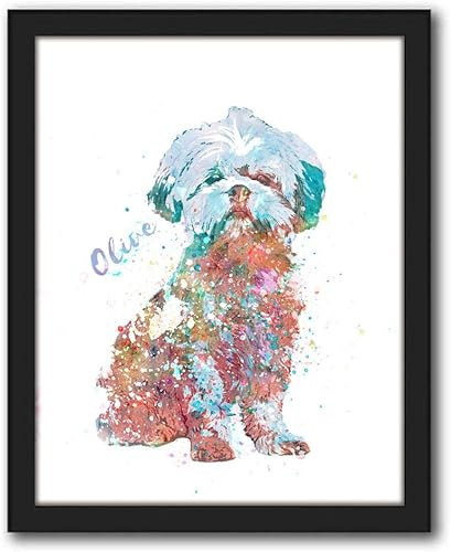 Vista 102 de Regalo personalizado para perros y amantes de los perros. Estilo acuarela. (lienzo enmarcado de 20 x 25 pulgadas, Golden Retriever)