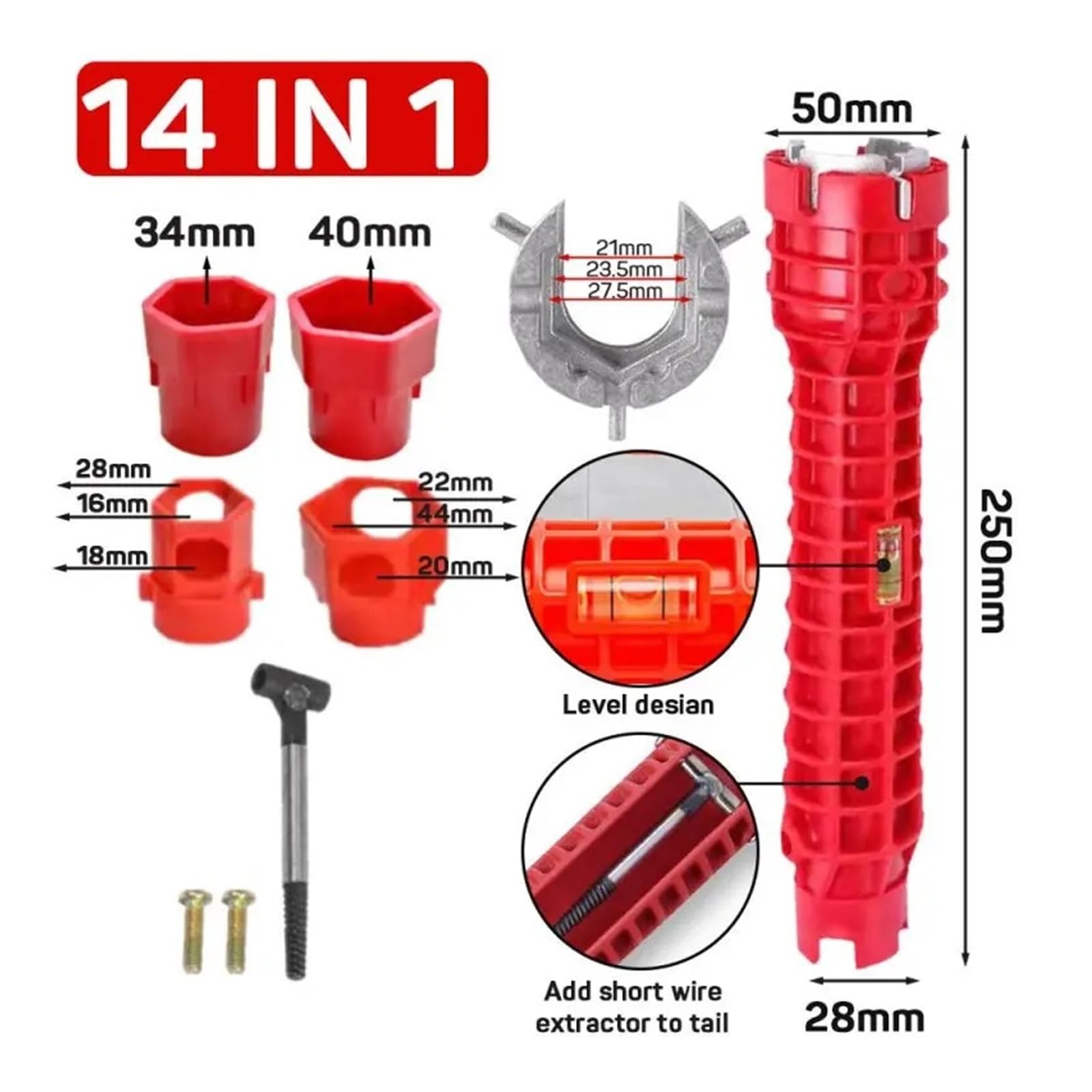 14 en 1 Faucet Sink Wrench Plumbing Installer Tool Set for Kitchen Bath (14 in 1)