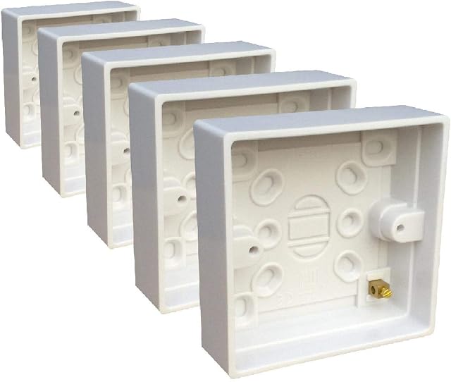 5 x Surface Mounted Back Box 24mm Wall Pattress Single 1 Gang Electrical Socket