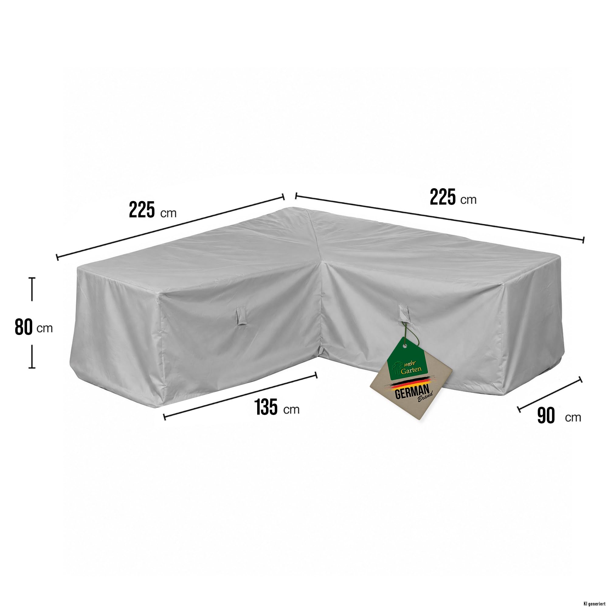 Abdeckung Gartenmöbel winterfest Lounge L-Form, 225x225x80 cm, grau, Oxford 600D Gewebe, Abdeckplane Gartenmöbel wasserdicht, UV-beständig und wetterfest
