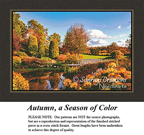 Sunrays Creations Landscape Cross Stitch Pattern | Autumn, a Season of Color (Pattern Only, You Provide The Floss and Fabric)