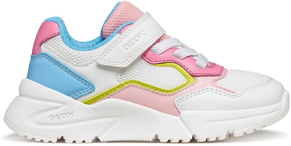 Geox J Loftus Girl B Trainers, White/Pink, 34 EU