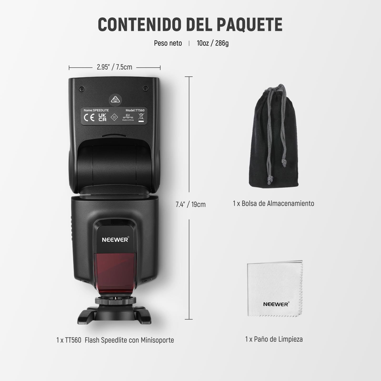 NEEWER TT560 Flash Speedlite Compatible con Canon Sony Nikon Panasonic Olympus Pentax y Otros DSLR, iluminación de Estudio, cámara Digital, con Garra Soporte para Accesorios estándar, Mini Soporte