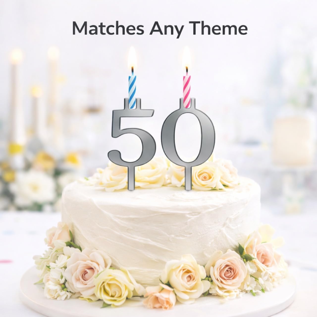 20 Pack (2 Sets) Reusable Silver Number Birthday Cakes Candle Holder Set - Metal Candle Holders Stand - Cake Topper Decorations