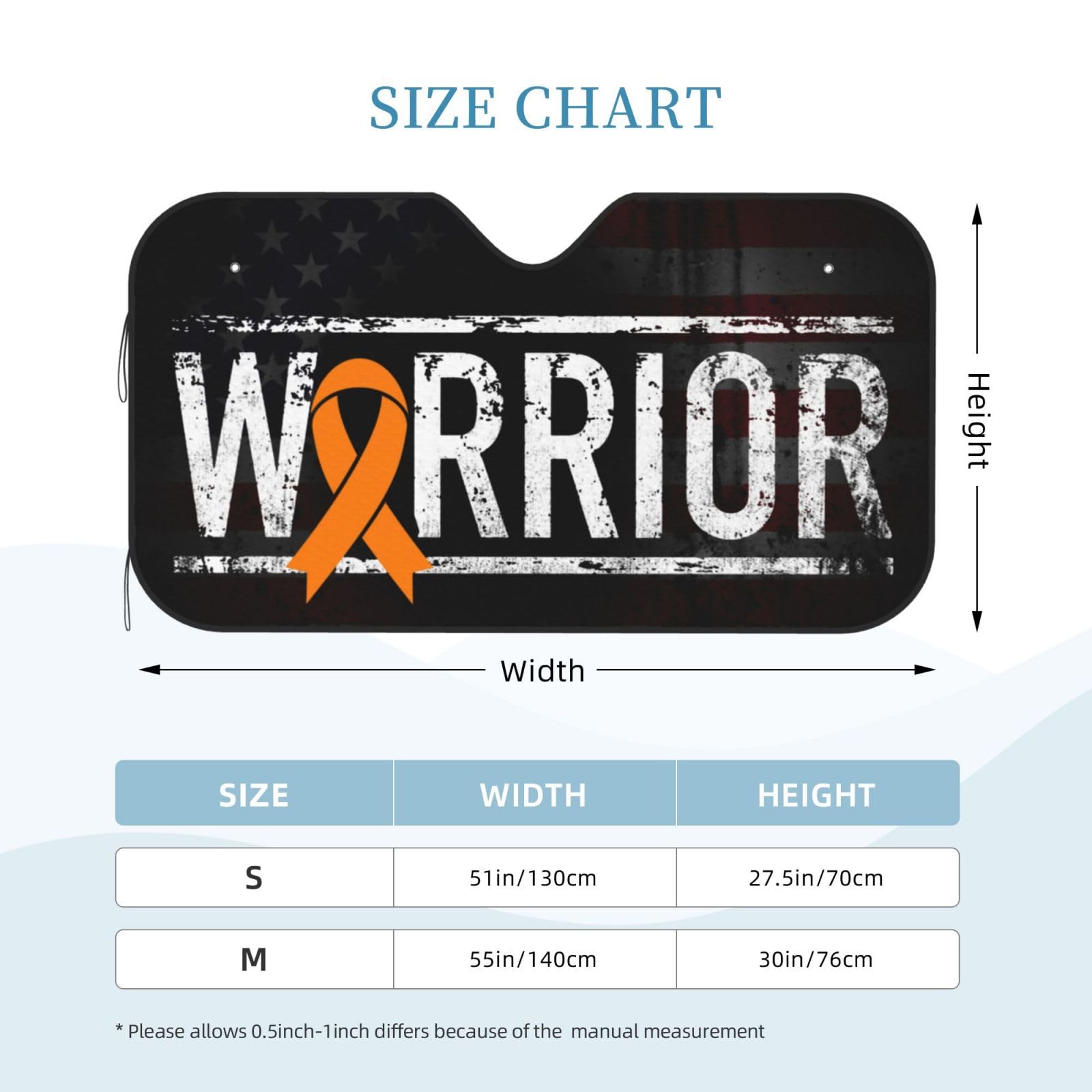 Kidney Cancer Warrior Aweareness Ribbon Foldable Car Windshield Sunshade Blocks Heat and Sun Glare Uv Rays