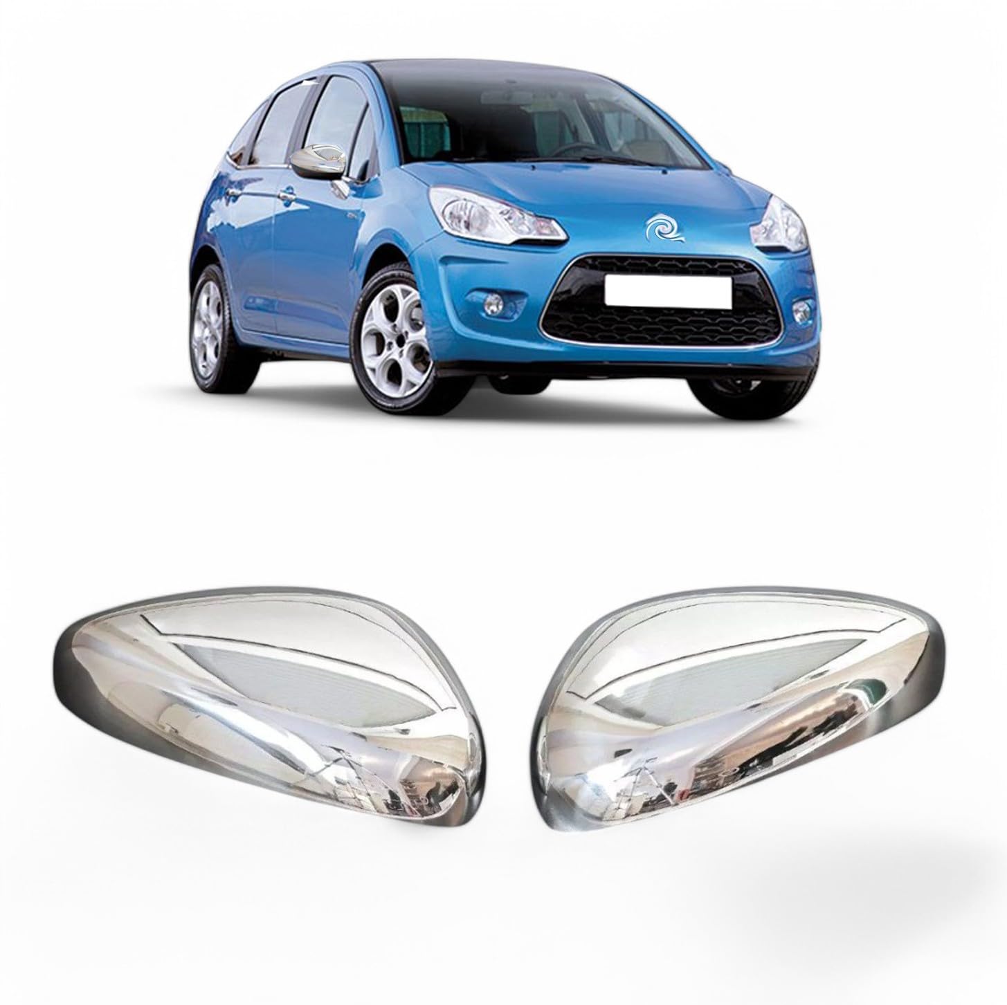 Nakładki na lusterka chromowane C3 C4 C5 DS3 DS4 Crossland RCZ, stal nierdzewna, 2 sztuki