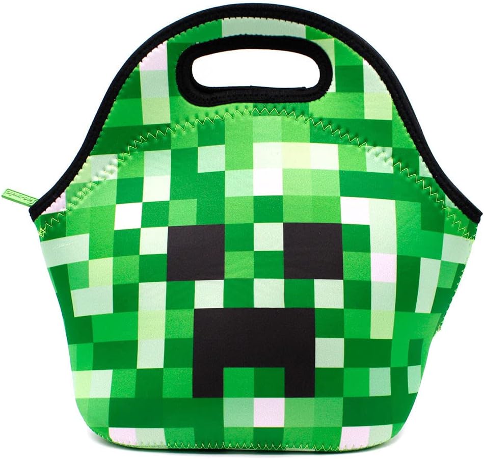 Lunch Bag for Kids, Neoprene Insulated Boys Lunch Box, Reusable Snack Cool Bag for Girls Children Toddler School Picnic (Green MC)